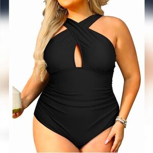 Daci Womens Front Cross Plus Size One Piece Swimsuits Tummy Control
18W